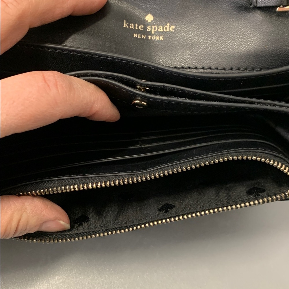 Kate Spade Karri Sleek Smooth Small Black Crossbody Flap Wallet  7.5Wx5.5Hx1D - Picture 7 of 14